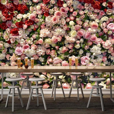 Image of Beautiful Rose Covered Wall Botanical Wallpaper Mural, Custom Sizes Available Household-Wallpaper Maughon's