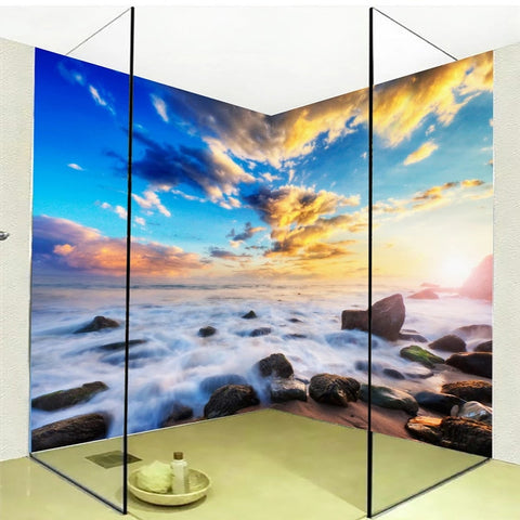 Image of Beautiful Sunrise Over Beach Bathroom Mural, Custom Sizes Available Wall Murals Maughon's