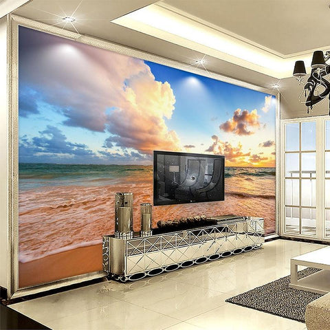 Image of Beautiful Sunset On the Beach Wallpaper Mural, Custom Sizes Available Household-Wallpaper Maughon's