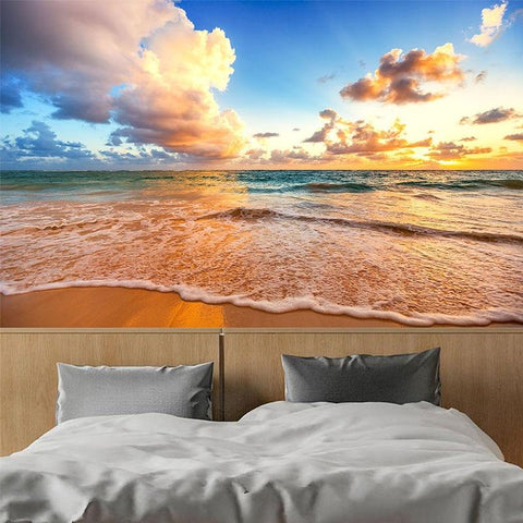Image of Beautiful Sunset On the Beach Wallpaper Mural, Custom Sizes Available Household-Wallpaper Maughon's