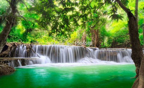 Image of Beautiful Waterfall In Nature Wallpaper Mural, Custom Sizes Available Maughon's