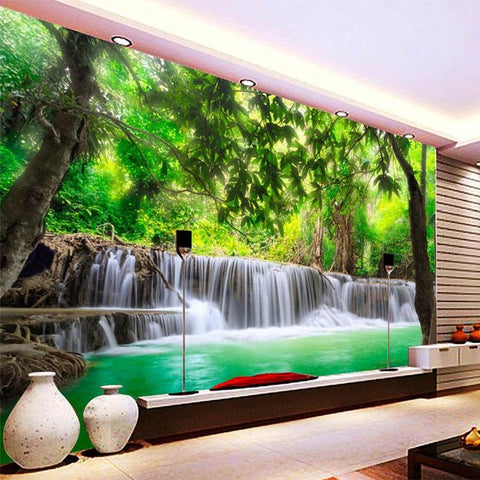 Image of Beautiful Waterfall In Nature Wallpaper Mural, Custom Sizes Available Maughon's