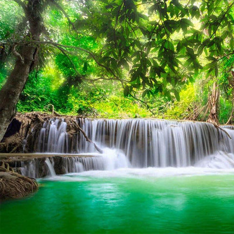 Image of Beautiful Waterfall In Nature Wallpaper Mural, Custom Sizes Available Maughon's