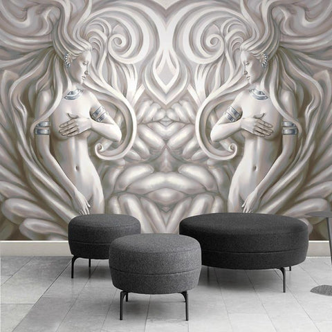 Image of Beautiful White and Gray Sculpture Wallpaper Mural, Custom Sizes Available Maughon's