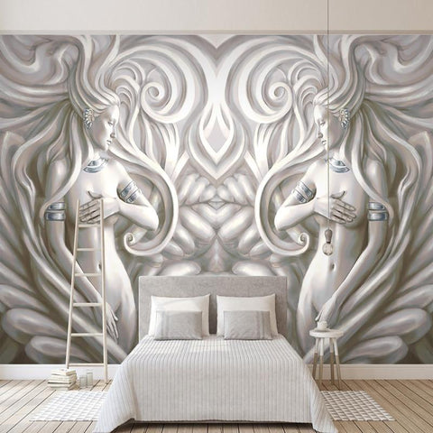 Image of Beautiful White and Gray Sculpture Wallpaper Mural, Custom Sizes Available Maughon's