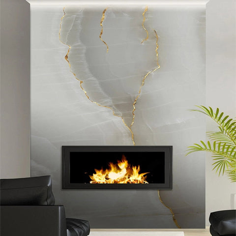 Image of Beautiful White Marble With Gold Vein Vertical Wallpaper Mural Wall Murals Maughon's