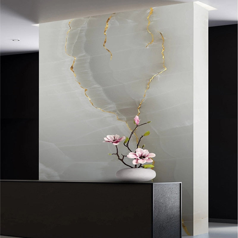 Beautiful White Marble With Gold Vein Vertical Wallpaper Mural Wall Murals Maughon's