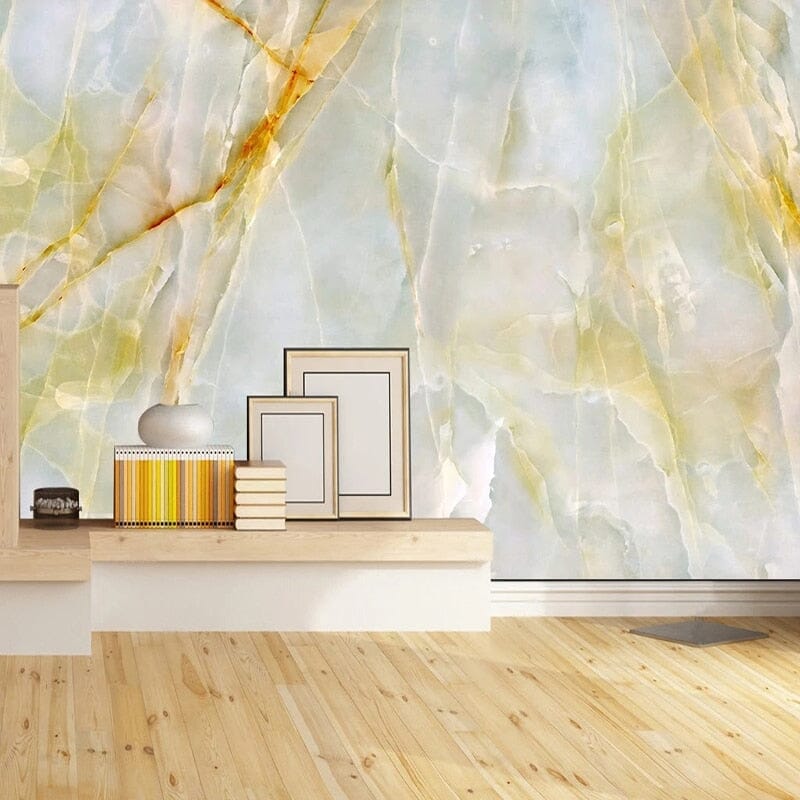 Beautiful Yellow Veined Marble Wallpaper Mural, Custom Sizes Available Wall Murals Maughon's Waterproof Canvas