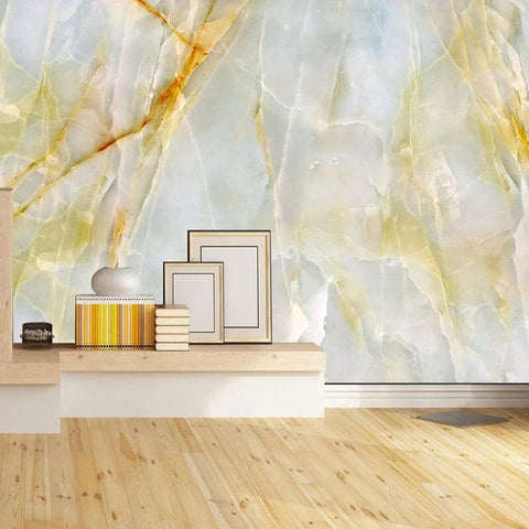 Image of Beautiful Yellow Veined Marble Wallpaper Mural, Custom Sizes Available Wall Murals Maughon's Waterproof Canvas