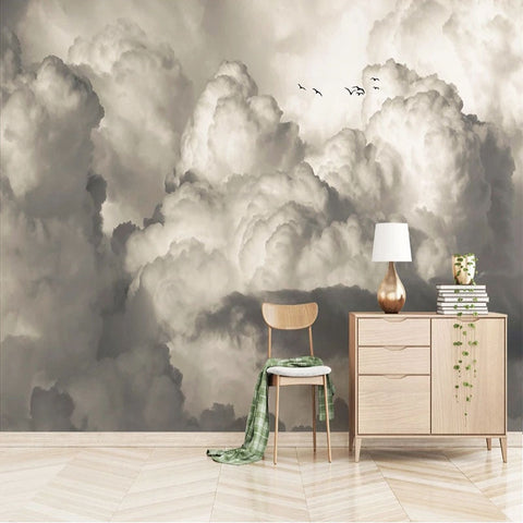 Image of Billowing White Clouds Wallpaper Mural, Custom Sizes Available Wall Murals Maughon's