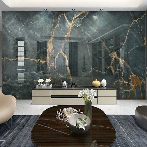Image of Black and Gold Marble Wallpaper Mural, Custom Sizes Available Wall Murals Maughon's