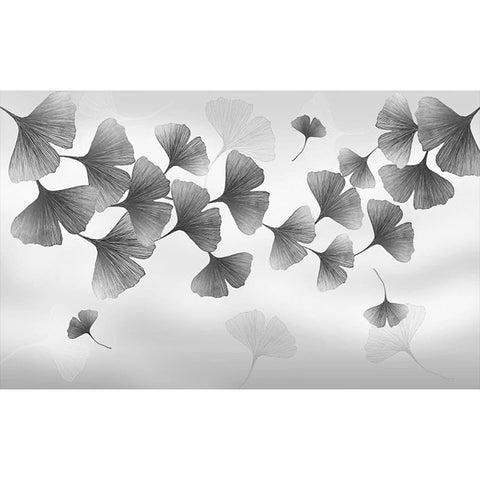 Image of Black and White Gingko Leaves Wallpaper Mural, Custom Sizes Available Wall Murals Maughon's