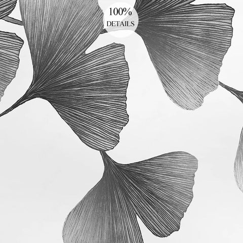 Image of Black and White Gingko Leaves Wallpaper Mural, Custom Sizes Available Wall Murals Maughon's