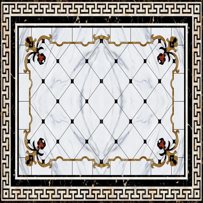 Black and White Rug Pattern Self Adhesive Floor Mural, Custom Sizes Available Maughon's