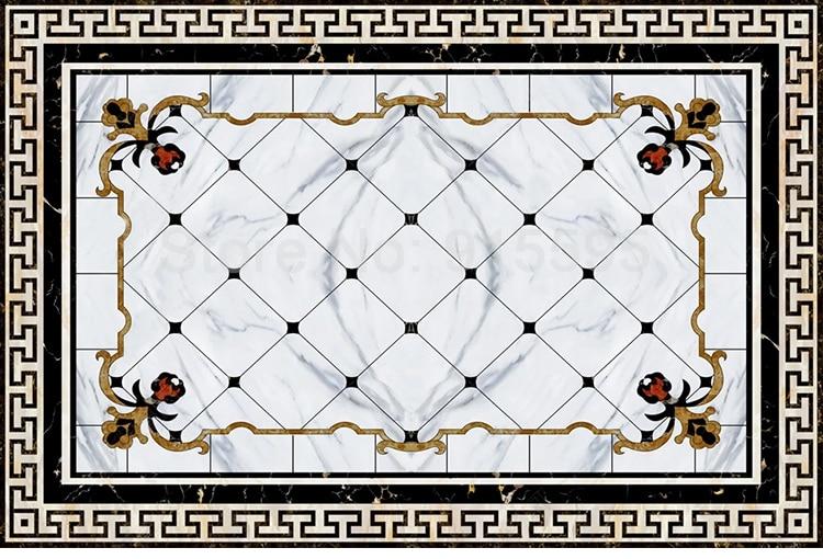 Black and White Rug Pattern Self Adhesive Floor Mural, Custom Sizes Available Maughon's