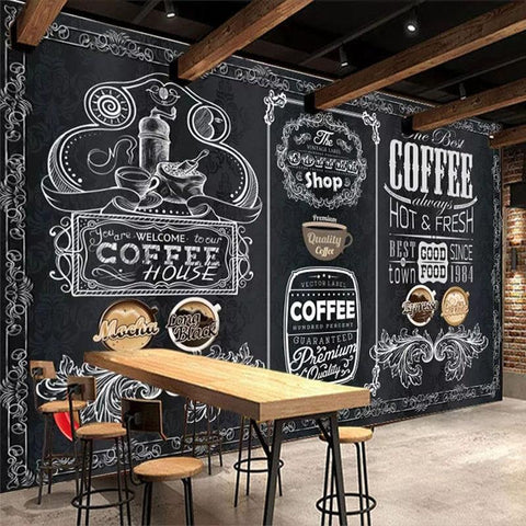 Image of Blackboard Coffee Shop Wallpaper Mural, Custom Sizes Available Household-Wallpaper Maughon's
