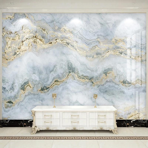 Image of Blue and Gold Marble Wallpaper Mural, Custom Sizes Available Household-Wallpaper Maughon's
