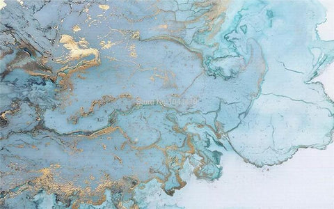 Image of Blue And Gold Marble Wallpaper Mural, Custom Sizes Available Household-Wallpaper Maughon's