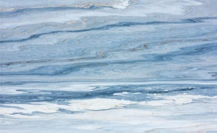 Blue and White Marble-look PVC Vinyl Floor Mural, Self-Adhesive, Custom Sizes Available