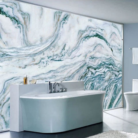 Image of Blue and White Self Adhesive Marble Wallpaper Bathroom Mural, Custom Sizes Available Wall Murals Maughon's