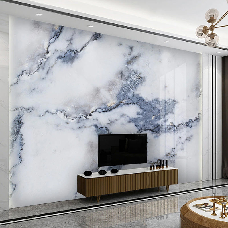 Blue and White Veined Marble Wallpaper Mural, Custom Sizes Available Wall Murals Maughon's