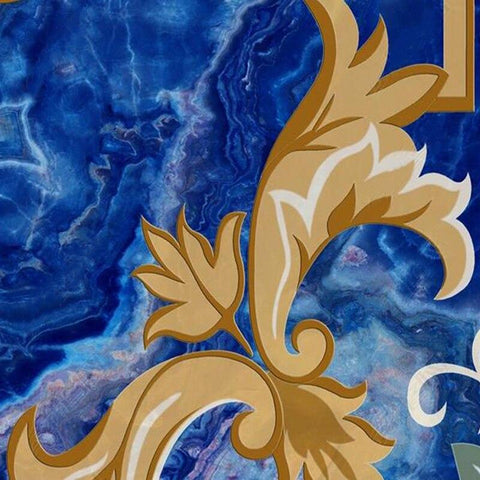 Image of Blue Rug-Look Self Adhesive Floor Mural, Custom Sizes Available Floor Murals Maughon's