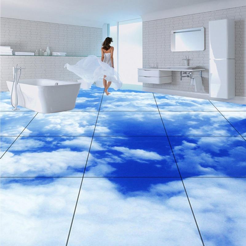 Blue Sky And White Clouds Self Adhesive Floor Mural, Custom Sizes Available Floor Murals Maughon's