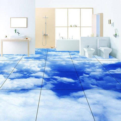 Image of Blue Sky And White Clouds Self Adhesive Floor Mural, Custom Sizes Available Floor Murals Maughon's