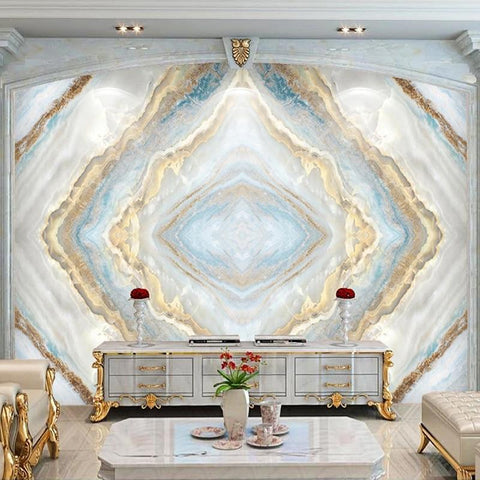 Image of Blue, Tan and White Butterfly Marble Wallpaper Mural, Custom Sizes Available Wall Murals Maughon's