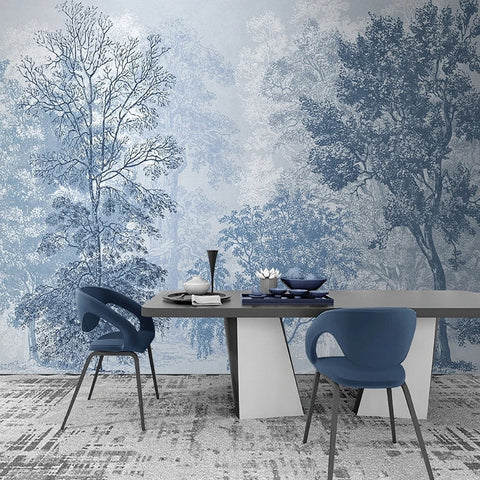 Image of Blue Tint Forest Landscape Wallpaper Mural, Custom Sizes Available Wall Murals Maughon's