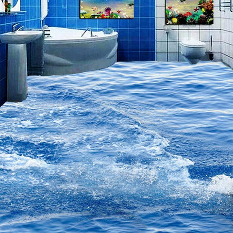 Image of Blue Water Self Adhesive Floor Mural, Custom Sizes Available Floor Murals Maughon's