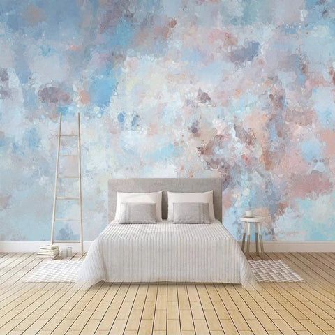 Image of Blue/Pink/White Calming Abstract Wallpaper Mural, Custom Sizes Available Wall Murals Maughon's Waterproof Canvas