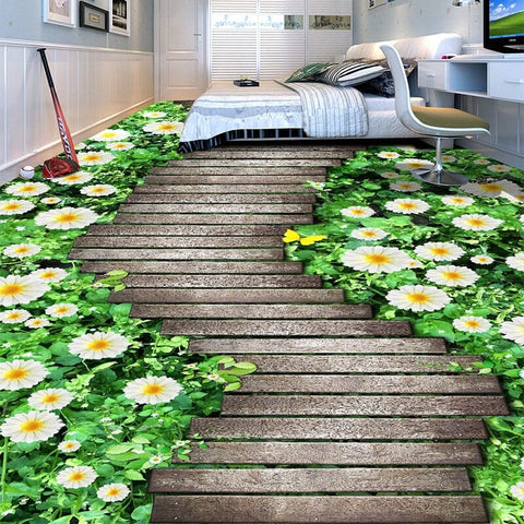 Image of Boardwalk Through Daisies Floor Mural, Custom Sizes Available Floor Murals Maughon's