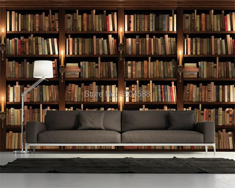 Image of Bookshelf, Library Wallpaper Mural, Custom Sizes Available Household-Wallpaper Maughon's