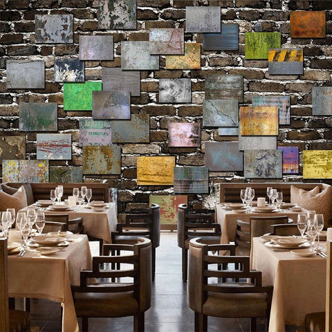 Image of Brick and Tin Wallpaper Mural, Custom Sizes Available Wall Murals Maughon's