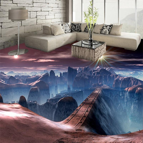 Image of Bridge Over Deep Abyss Self Adhesive Floor Mural, Custom Sizes Available Floor Murals Maughon's