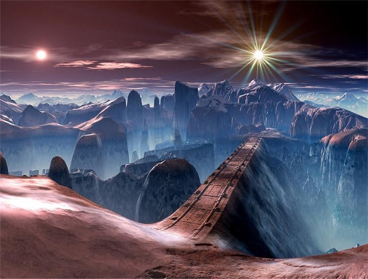 Bridge Over Deep Abyss Self Adhesive Floor Mural, Custom Sizes Available