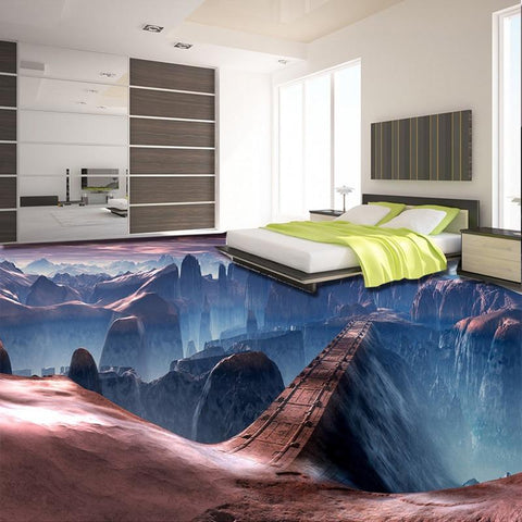 Image of Bridge Over Deep Abyss Self Adhesive Floor Mural, Custom Sizes Available Floor Murals Maughon's