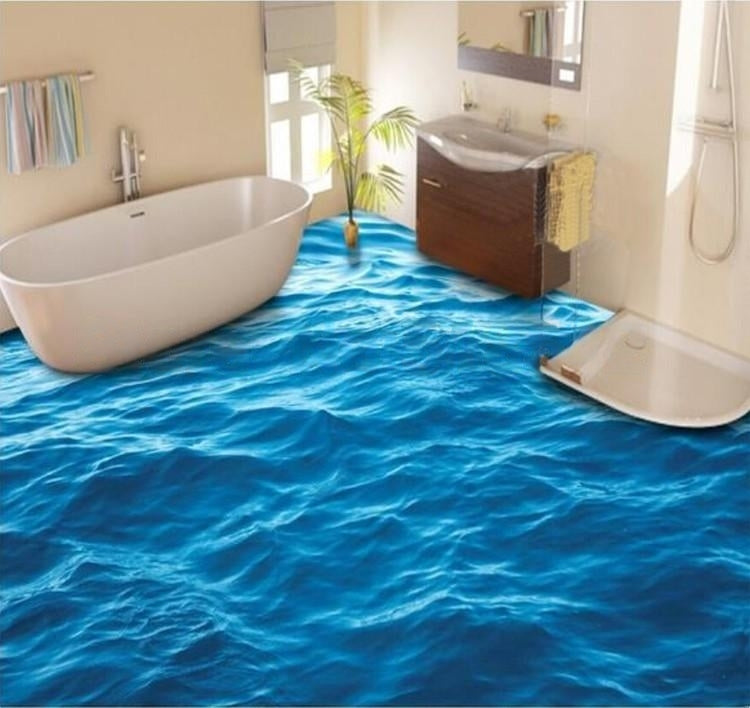 Calm Water PVC Vinyl Floor Mural, Self-Adhesive, Custom Sizes Available