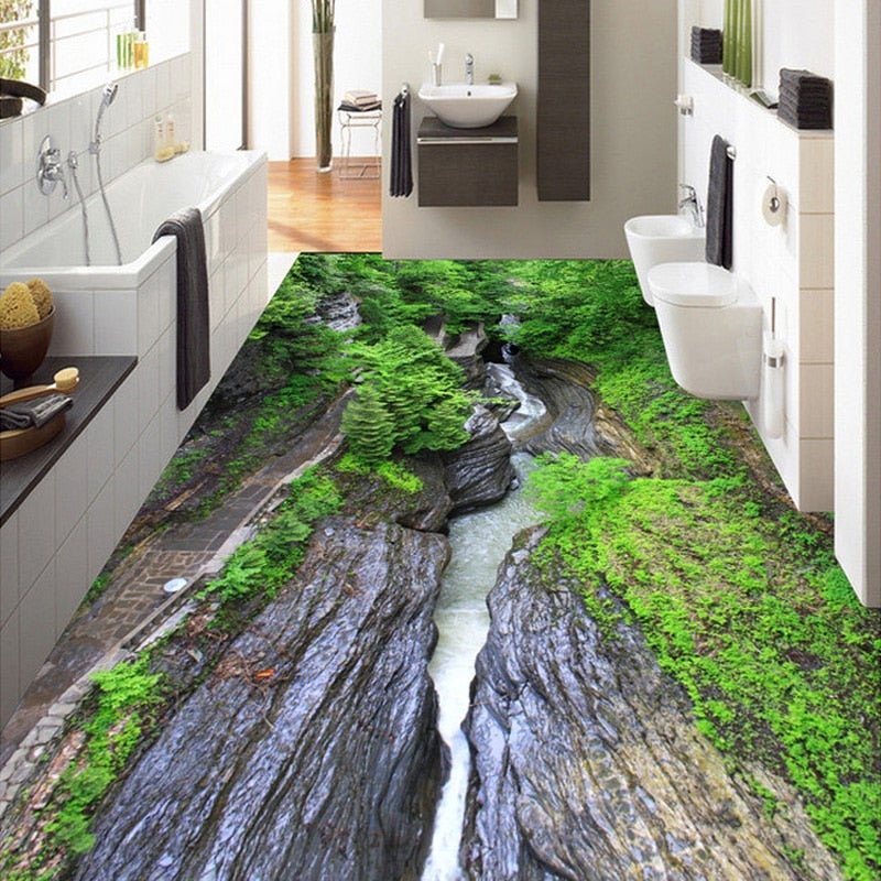 Canyon Ravine With Running Water Self Adhesive Floor Mural, Custom Sizes Available Maughon's