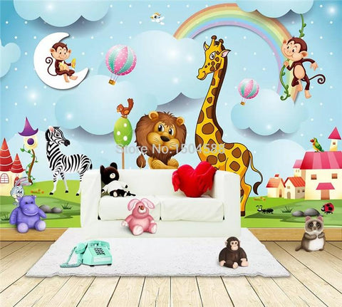 Image of Cartoon Animals Wallpaper Mural, Custom Sizes Available Maughon's