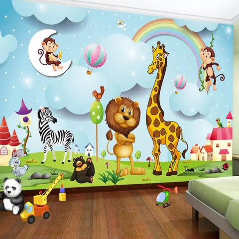 Image of Cartoon Animals Wallpaper Mural, Custom Sizes Available Maughon's