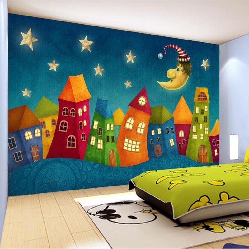Cartoon Children Houses Mural Wallpaper, Custom Sizes Available Household-Wallpaper Maughon's