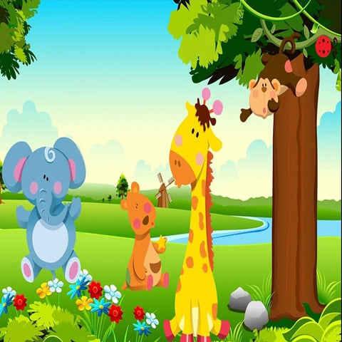 Image of Cartoon Cuddly Animals Wallpaper Mural, Custom Sizes Available Wall Murals Maughon's