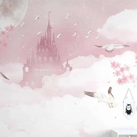 Image of Castle In Pink Clouds Wallpaper Mural, Custom Sizes Available Maughon's
