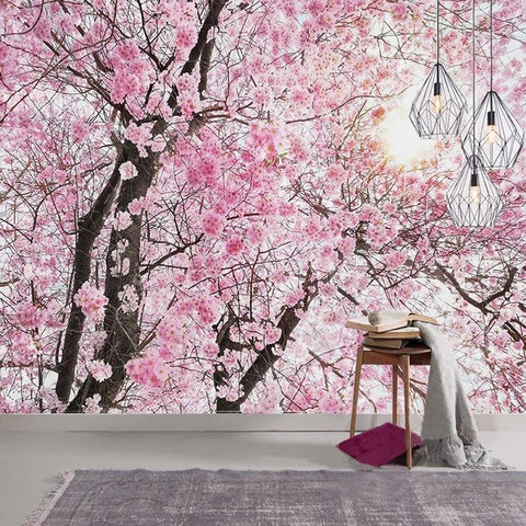 Image of Cherry Blossom, Sunshine Wallpaper Mural, Custom Sizes Available Household-Wallpaper Maughon's