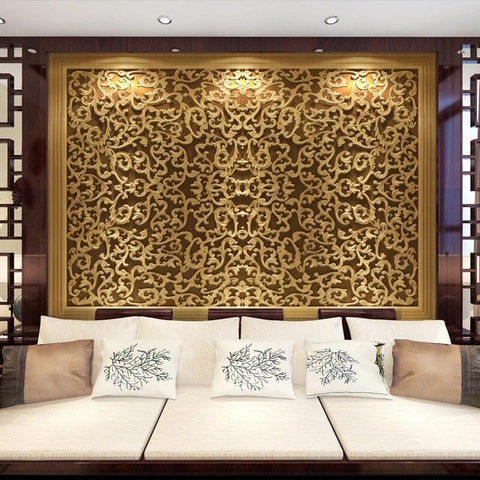 Image of Chinese Ornate Carving Wallpaper Mural, Custom Sizes Available Wall Murals Maughon's
