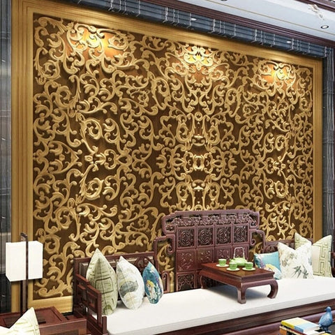 Image of Chinese Ornate Carving Wallpaper Mural, Custom Sizes Available Wall Murals Maughon's Waterproof Canvas