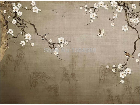 Image of Chinese Style Plum Blossom Wallpaper Mural, Custom Sizes Available Maughon's