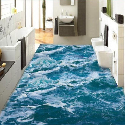 Image of Choppy Ocean Self Adhesive Floor Mural, Custom Sizes Available Household-Wallpaper-Floor Maughon's